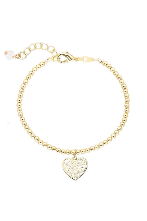 Filigree Heart Charm Bracelet - GF