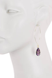 Lavender Crystal Wire Wrapped Threader Earrings - GF