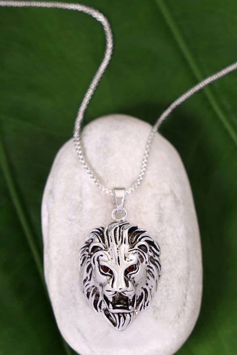 Cubic Zirconia & Lion Pendant Necklace - SF