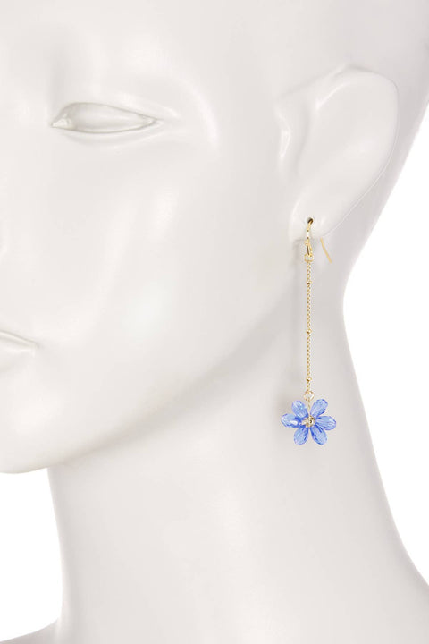 Tanzanite Austrian Crystal Flower Bloom Dangle Earrings - GF