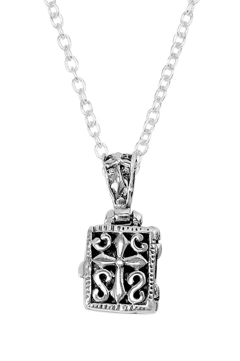 Sterling Silver Payer Book Locket Pendant Necklace - SS