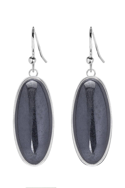 Hematite Oval Drop Earrings - SF