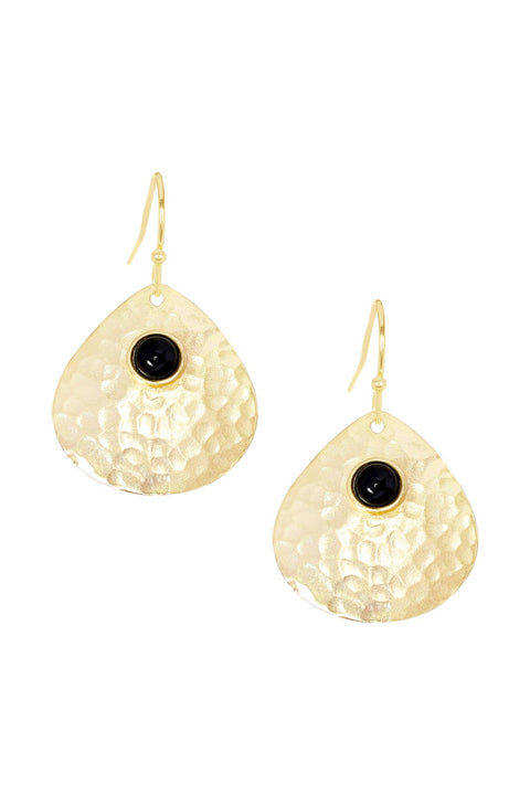 Black Onyx Hammered Earrings - GF