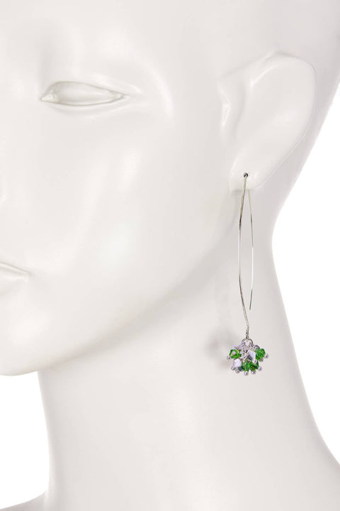 Green Austrian Crystal Dangle Earrings - SF