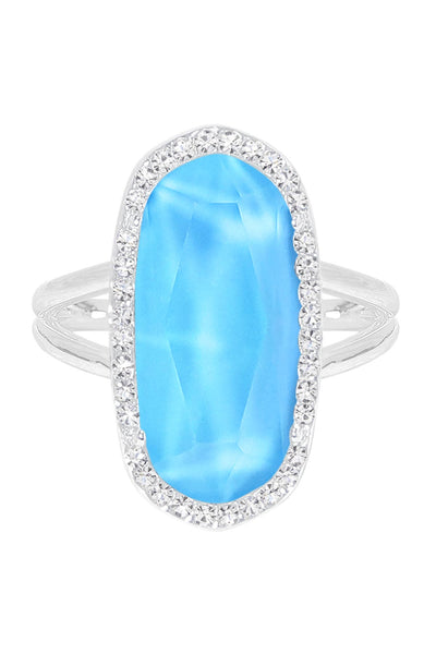 Turquoise Quartz Doublet Halo Ring - SF