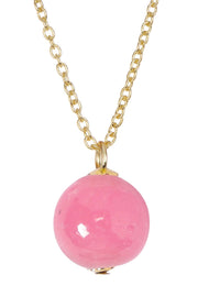 Pink Murano Glass Beads Charm Necklace - GF