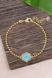 Amazonite Beaded Charm Bracelet - GF