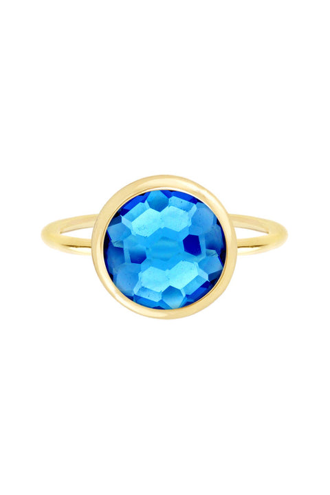 Swiss Blue Crystal Round Ring - GF