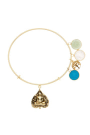 Mixed Crystal With Buddha Charm Bangle Bracelet - GF