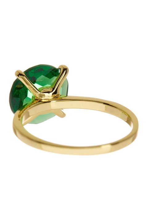 Emerald Crystal Prong Set Round Ring - GF