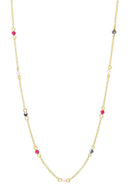 Pink Austrian Crystal Station Necklace - GF