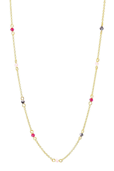 Pink Austrian Crystal Station Necklace - GF