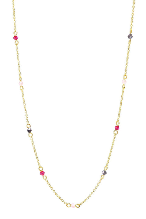 Pink Austrian Crystal Station Necklace - GF