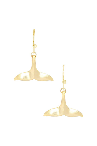 14k Gold Plated Whale Tail Drop Earrings - GF