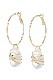 Moonstone Crystal Wrapped Hoop Earrings In Gold - GF