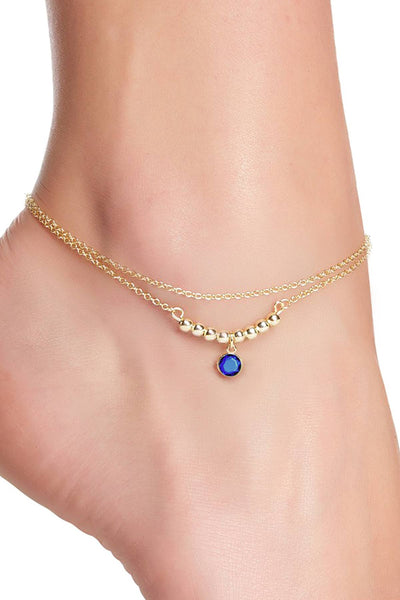 Swiss Blue Crystal Briolette Anklet - GF