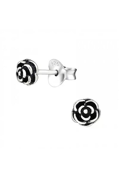 Sterling Silver Rose Ear Studs - SS