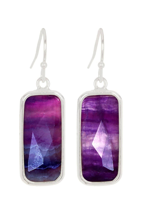 Amethyst Rectangle Drop Earrings - SF