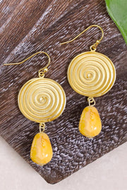 Crazy Lace Agate & Swirl Disc Drop Earrings - GF