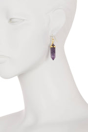 Amethyst Hexagonal Prism Dangle Earrings - GF