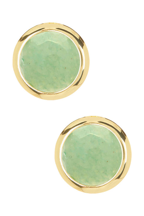 Green Aventurine 7mm Post Earrings In Gold - GF