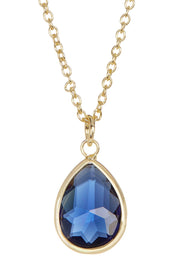 London Blue Crystal Teardrop Necklace - GF