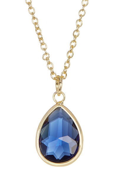 London Blue Crystal Teardrop Necklace - GF