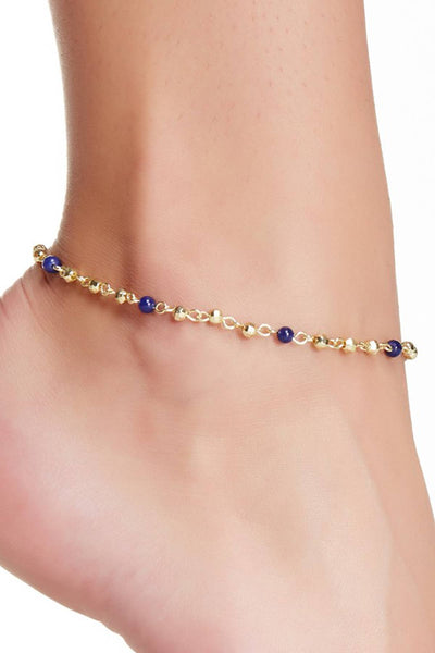 Victoria Lapis Beaded Anklet - GF