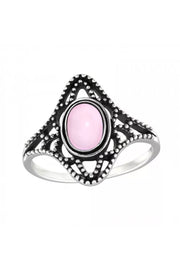 Sterling Silver & Rose Quartz Filigree Ring - SS