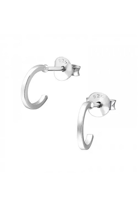 Sterling Silver Half Hoop Ear Studs - SS