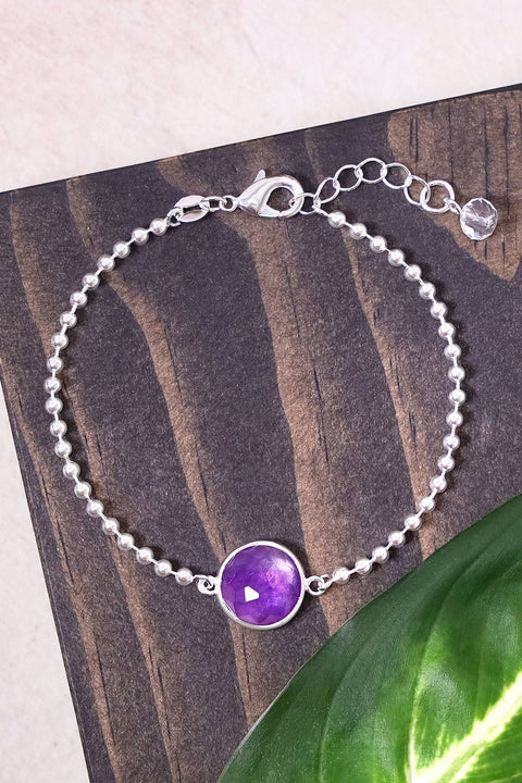 Amethyst Beaded Charm Bracelet - SF