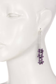 Lavender Austrian Crystal Flower Bloom Drop Earrings - SF