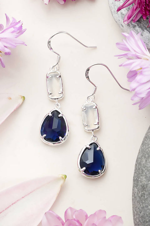 London Blue Crystal Drop Earrings - SF