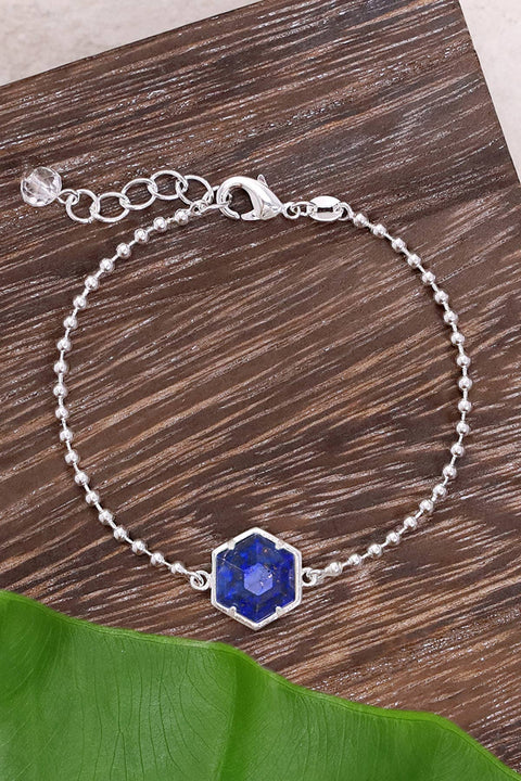 Lapis Beaded Charm Bracelet - SF