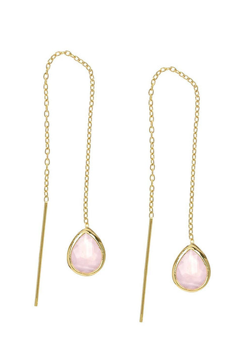 Rose Crystal Threader Drop Earrings - GF