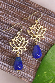 Lapis & Lotus Drop Earrings - GF