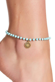 Turquoise & Infinity Charm Anklet - GF