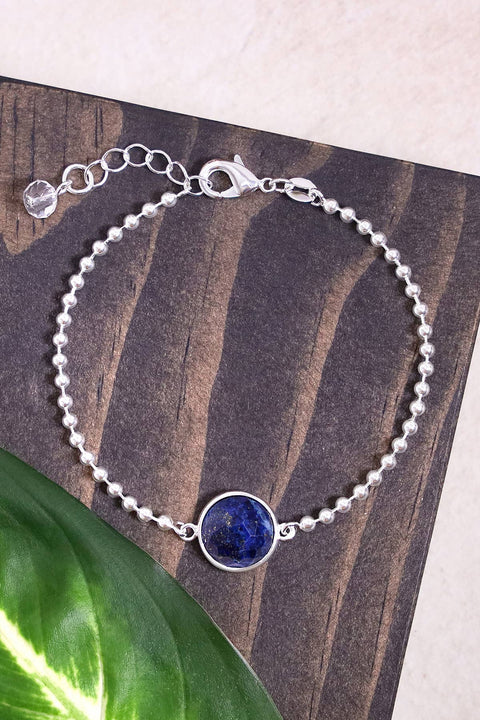 Lapis Beaded Charm Bracelet - SF