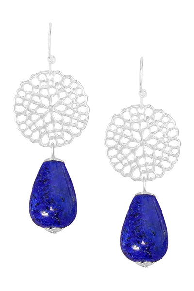 Lapis & Daisy Disc Drop Earrings - SF