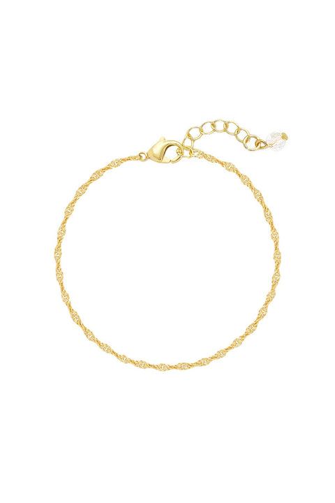 14k Gold Plated 2mm Singapore Chain Bracelet - GP