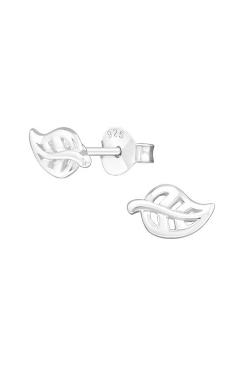 Sterling Silver Leaf Ear Studs - SS