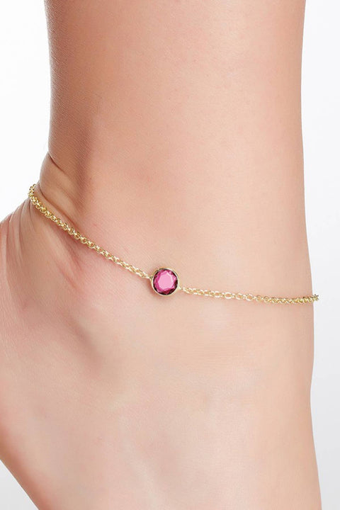 Raspberry Crystal Briolette Anklet - GF