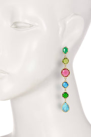 Turquoise & Mixed Crystal Drop Earrings - GF