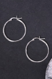 Sterling Silver Diamond Cut Hoop Earrings - SS