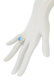 Blue Cat's Eye & CZ Stack Ring Set - SF