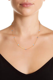 Blue Austrian Crystal Station Necklace - GF