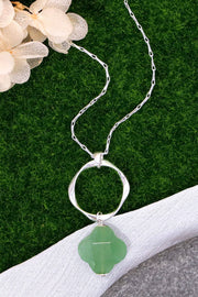 Green Aventurine & Freeform Hoop Pendant Necklace - SF