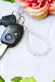 White Jade 6mm Mala Beads Keychain - SF/GF