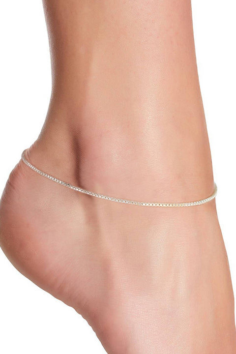 Silver Plated 1.2mm Box Chain Anklet - SP