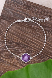 Amethyst Beaded Charm Bracelet - SF